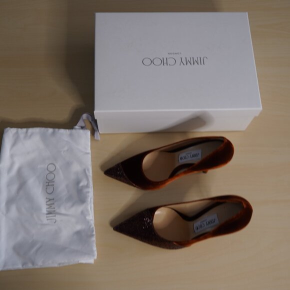Jimmy Choo Love 100 Asymmetrical shoes in Rust glitter Size 37 - Picture 4 of 6